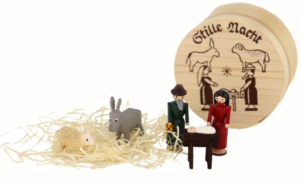 Miniatur - Spanschachtel Stille Nacht, 5 - teilig, farbig, Ø 8 cm von Knuth Neuber