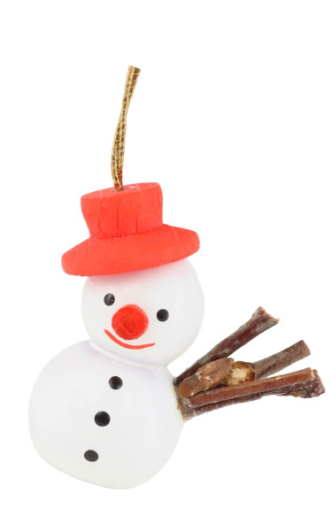 Christmas tree decoration: snowman with a red hat, 3 cm / 2,1 inches, from SEIFFEN.COM
