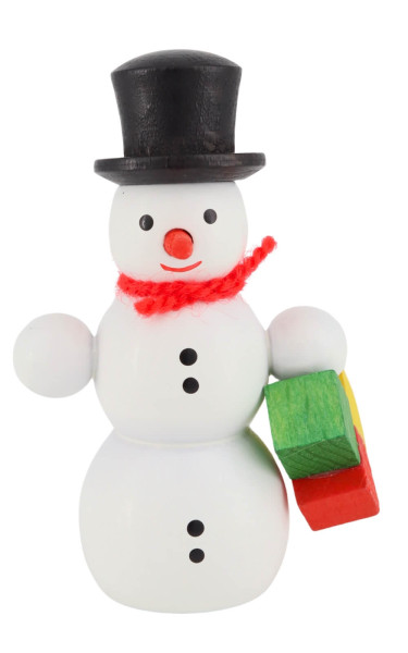 Miniatur Schneemann mit Paketen, 6 cm von SEIFFEN.COM