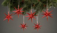 Vorschau: Christbaumschmuck aus Holz, Weihnachtssterne rot-metallik, 6-teilig hergestellt von Albin Preißler_Bild2