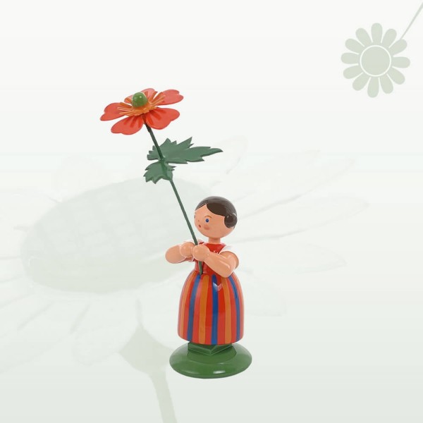 Blumenkind Mädchen mit Geum, 12 cm von Legler Holz- und Drechslerwaren HODREWA