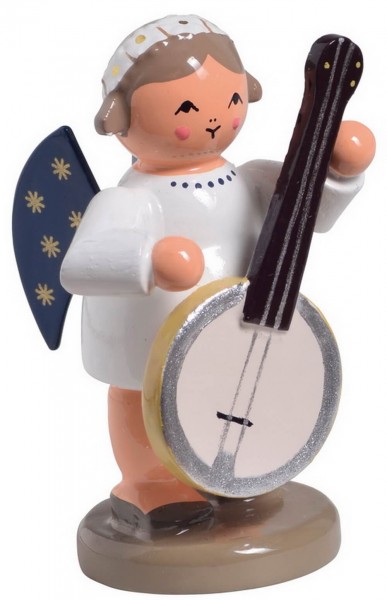 Miniature Christmas angel with banjo, 5 cm by KWO