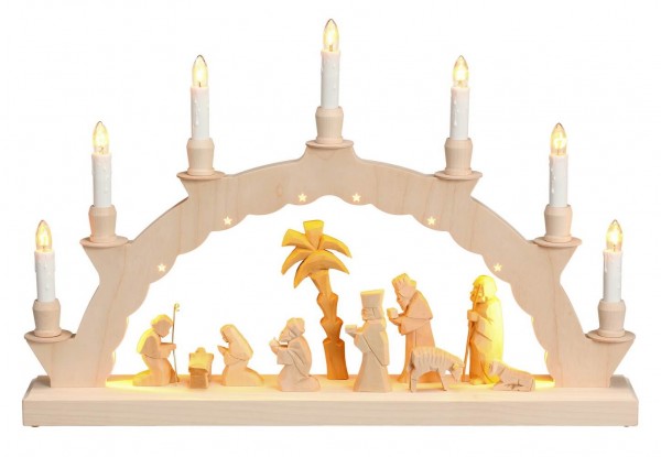 Candle arch Holy Story carved and 2-fold lighting of SEIFFEN.COM