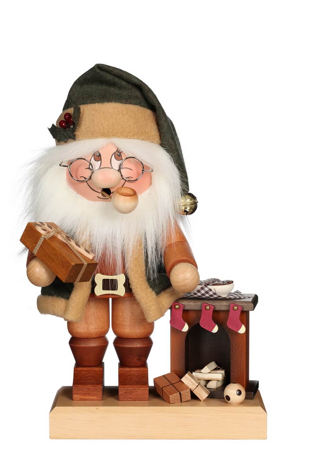 Räuchermännchen Wichtel Weihnachtsmann am Kamin mit seinem freundlichen Gesicht und der typischen Knubbelnase von Christian Ulbricht GmbH & Co KG Seiffen/ …