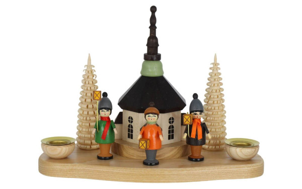 Christmas candle holder Seiffen church with lantern children by Knuth Neuber_1