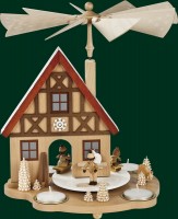 Vorschau: Weihnachtspyramide Haus mit Winterkinder, 29 cm von Richard Glässer_Bild2