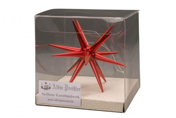 Christmas tree decorations made of wood, Christmas star red-metallic, 10 cm by Albin Preißler
