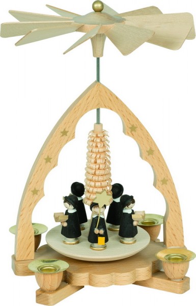 Weihnachtspyramide Kurrende, 19 cm, Richard Glässer GmbH Seiffen/ Erzgebirge Hinweis:Bei dieser Pyramide sind ausschließlich Puppenkerzen mit einem …