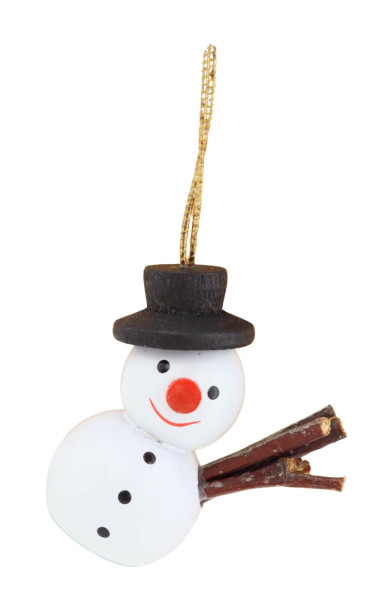 Christbaumschmuck Schneemann mit schwarzem Hut, 3 cm von SEIFFEN.COM