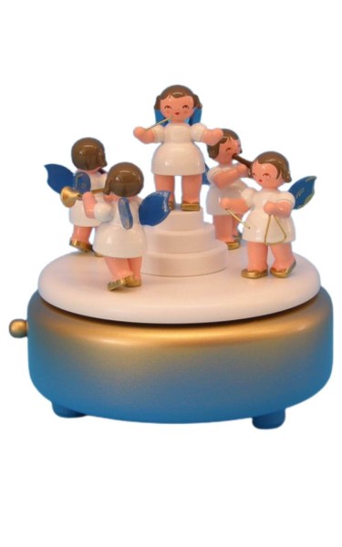 Spieldose mit 5 Weihnachtsengeln, blaue Flügel von Figurenland Uhlig GmbH