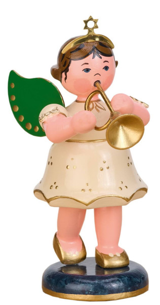 Miniatur Engel mit Trompete, 10 cm von Hubrig Volkskunst