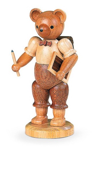 Dekofigur Bärenschuljunge aus Holz, naturfarben von Müller Kleinkunst aus Seiffen