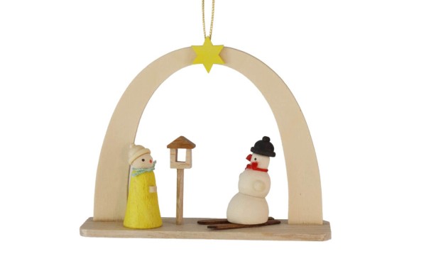 Christbaumschmuck Schneemann mit Vogelhaus von Theo Lorenz