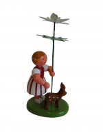 Vorschau: Blumenkinder - Blumenkind Mädchen mit Reifentier (Rehkietz) und Buschwindrose, 10 cm von WEHA-Kunst Dippoldiswalde/ Erzgebirge
