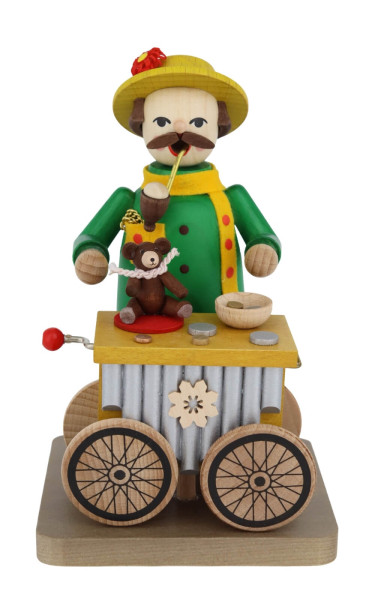 Smoking Man Organ Grinder, 17 cm / 6,7 inch, coloured by Richard Glässer_3