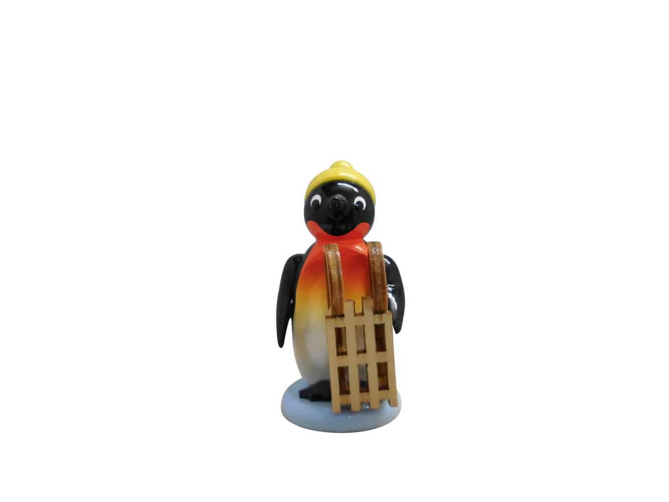 Pinguin von Nestler-Seiffen mit Schlitten, farbig 