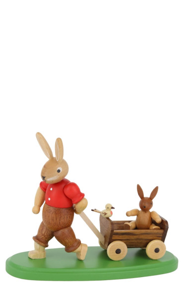 Easter Bunny Father with Child on Handcart by Müller Kleinkunst_1