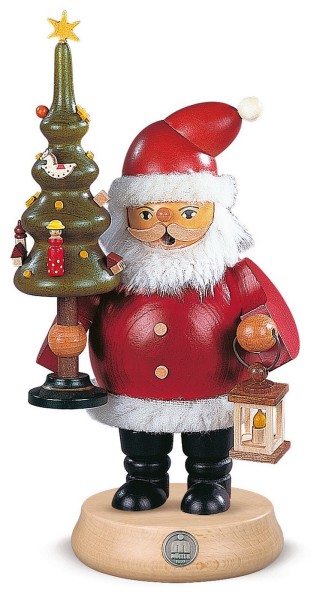 Räuchermann Weihnachtsmann mit Baum aus Holz von Müller Kleinkunst aus Seiffen