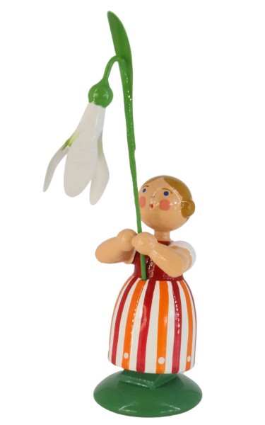 Blumenkind Mädchen mit Schneeglöckchen, 12 cm von Legler Holz- und Drechslerwaren HODREWA