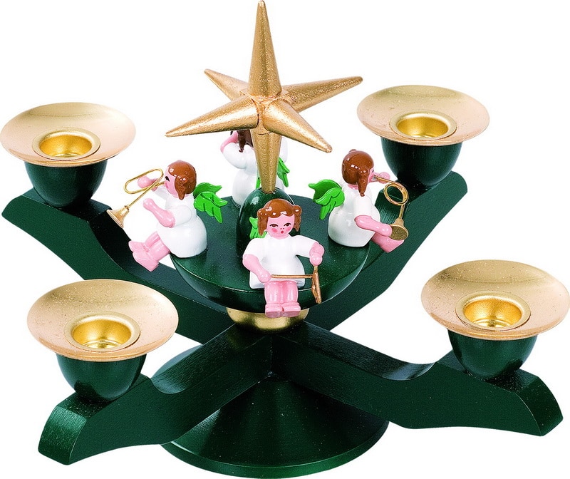 Richard Glässer Adventsleuchter mit Weihnachtsengel, grün 