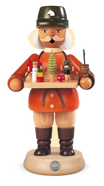Räuchermann Spielwarenverkäufer aus Holz von Müller Kleinkunst aus Seiffen
