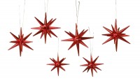 Vorschau: Christbaumschmuck aus Holz, Weihnachtssterne rot-metallik, 6-teilig hergestellt von Albin Preißler_Bild1