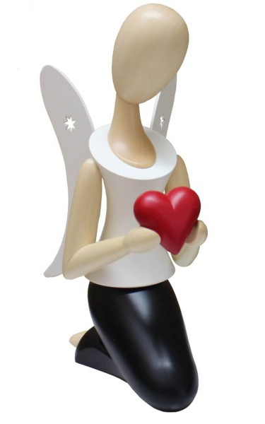 Engel - Sternkopf mit Herz, knieend, 25 cm von Holzkunst Gahlenz