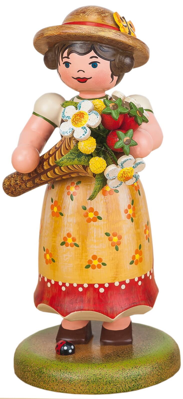 Mädchen mit Blumenstrauss aus Holz aus der Serie Hubrig Landidyll