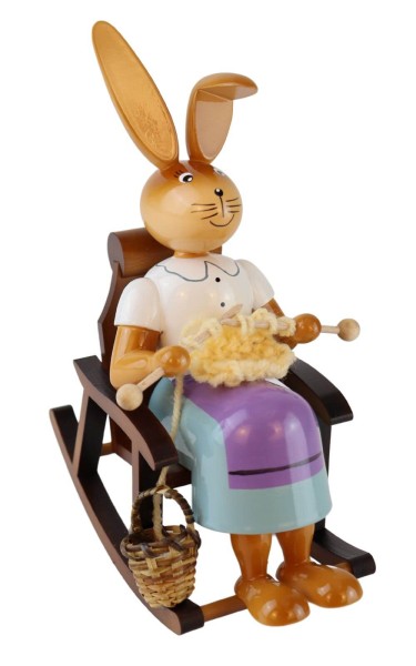 Easter bunny - bunny in a rocking chair, 22 cm by Holzkunst Gahlenz