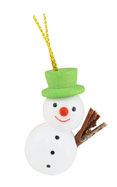 Christbaumschmuck Schneemann mit grünem Hut, 4 cm von SEIFFEN.COM