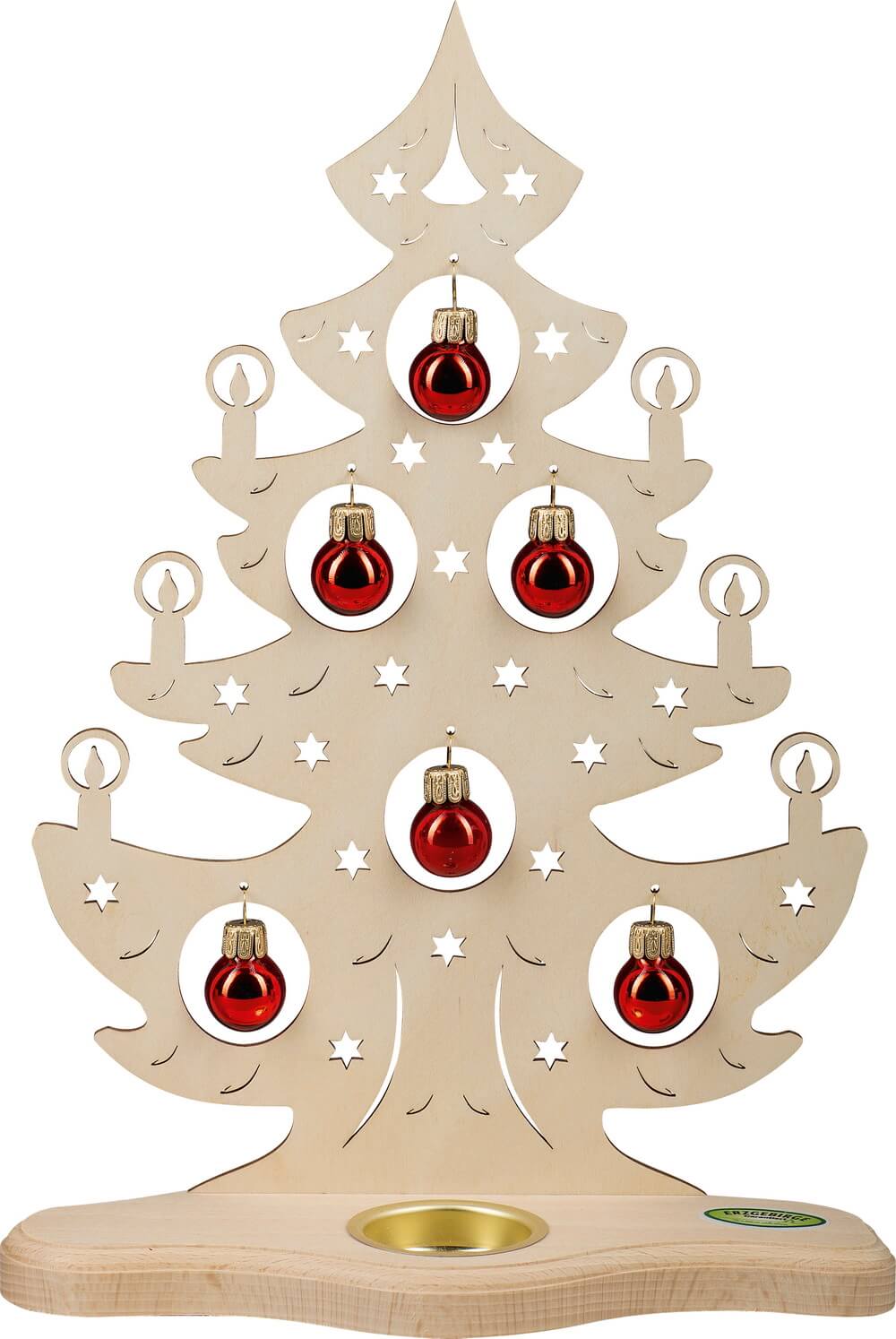 Weigla Teelichthalter Weihnachtsbaum mit roten Kugeln