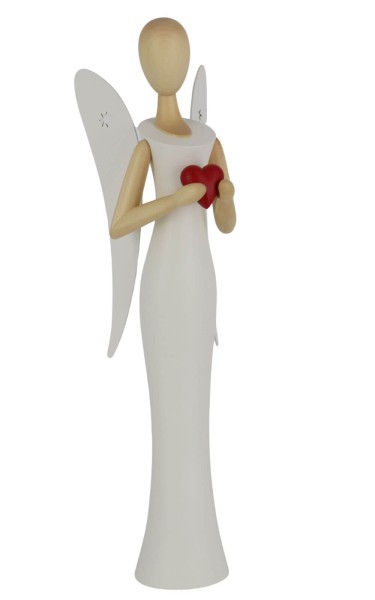 Angel - Sternkopf with heart, standing, 50 cm by Holzkunst Gahlenz