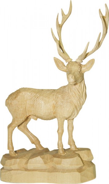 Hirsch mit gedrehtem Kopf, natur, geschnitzt, in verschiedenen Größen