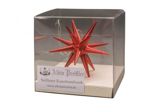Christmas tree decorations made of wood, Christmas star red-metallic, 7 cm by Albin Preißler