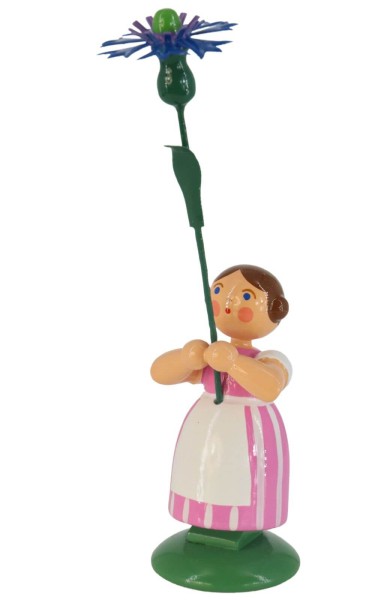 Blumenkind Mädchen mit Kornblume, 12 cm von Legler Holz- und Drechslerwaren HODREWA