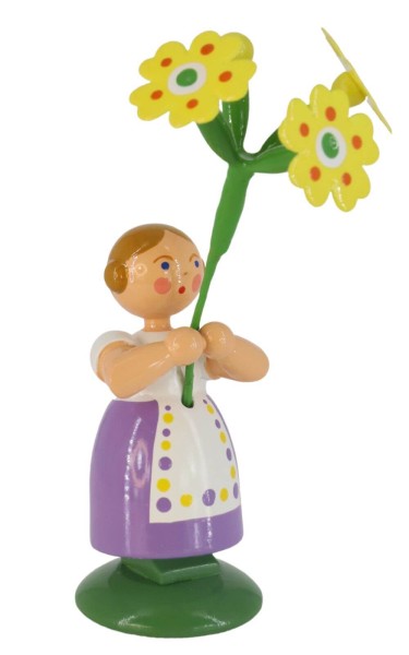 Blumenkind Mädchen mit Himmelschlüsselchen, 12 cm von Legler Holz- und Drechslerwaren HODREWA