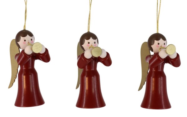 Christmas tree decoration angel with trumpet, 3 pieces, colored by Romy Thiel