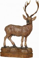 Vorschau: Hirsch mit gedrehtem Kopf, gebeizt, geschnitzt, in verschiedenen Größen