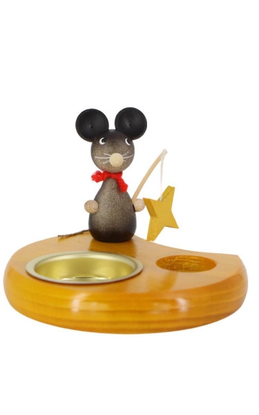 Teelichthalter Maus mit Stern, farbig, 6 cm von Volker Zenker