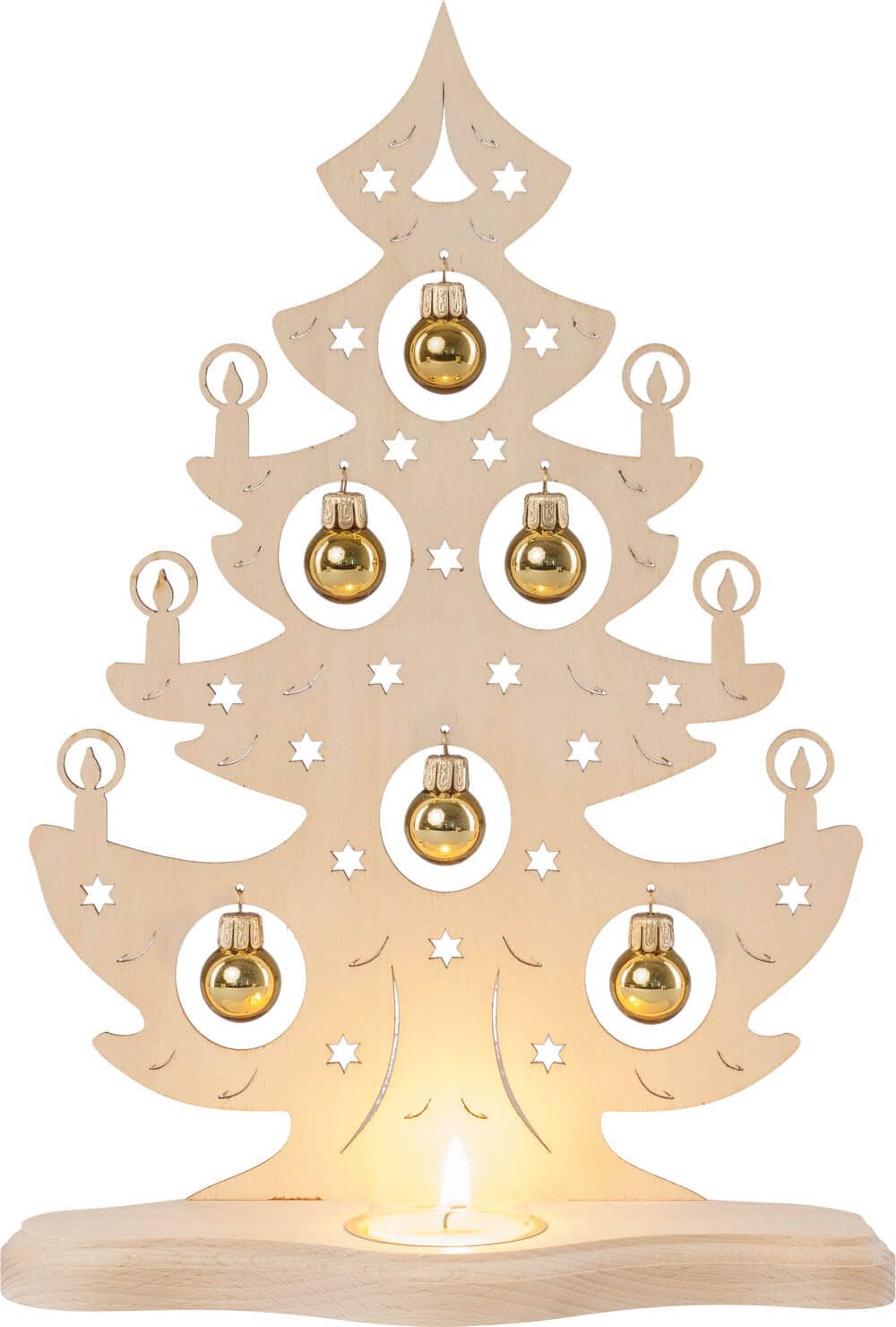 Weigla Teelichthalter Weihnachtsbaum mit goldenen Kugeln
