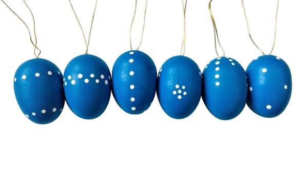 Ostereier, blau, handbemalt, 6 Stück von Nestler-Seiffen_Bild1