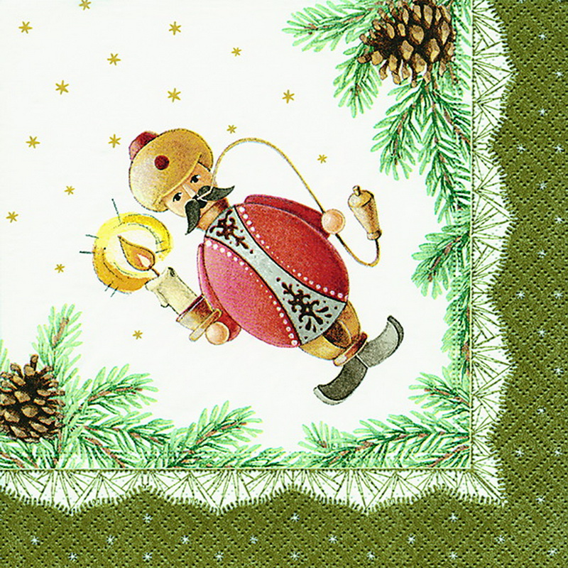 Weihnachtsservietten mit Räuchermannmotiv, 20 Stück, 3 - lagig, 33 x 33 cm