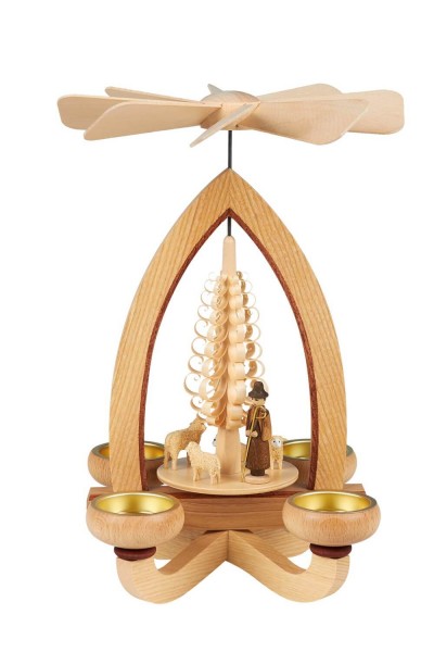 Christmas pyramid with sheep for tea lights, 28 cm by Heinz Lorenz_pic1