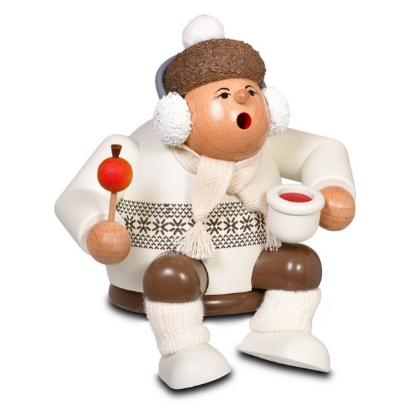 Smoker Figurine Sitting Edge Christmas Market Visitor, 5.9 inches, 15 cm by KWO, Made in Germany