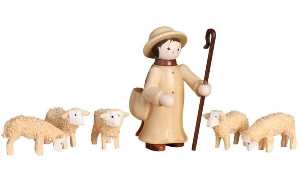 Shepherd with 5 sheep to the crib by Romy Thiel