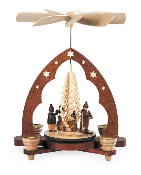 Weihnachtspyramide Winterkinder, natur, 28 cm, Müller Kleinkunst aus Seiffen