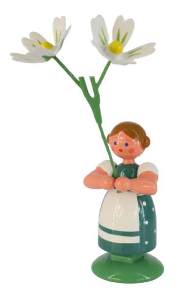 Blumenkind Mädchen mit Sternmiere, 12 cm von Legler Holz- und Drechslerwaren HODREWA