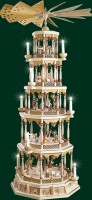 Vorschau: Weihnachtspyramide von Richard Glässer Heilige Geschichte, 5 - stöckig, elektrisch angetrieben und beleuchtet_Bild1