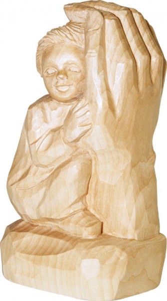 Relief Kind in Gottes Hand, natur, geschnitzt, 20 cm