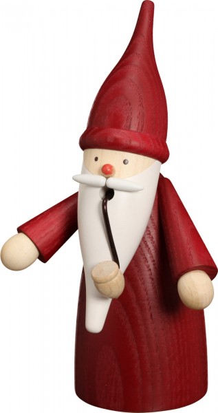 Smoking man traditional gnome, red from Seiffener Volkskunst eG